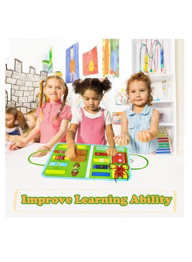 Busy Board for Toddlers, Toys for 1 2 3 4 Year Old Kids Sensory Toys for Autism with Alphabet Animals Preschool Basic Dress Skills Baby Busy Book Car Airplane Activities for Travel  - Image 5
