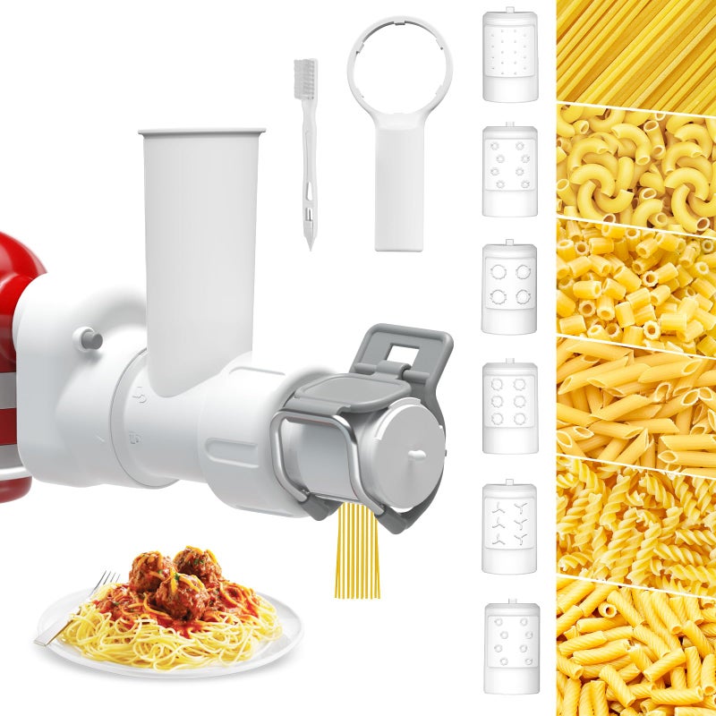 Pasta Maker Attachment for Kitchenaid Stand Mixer with 6 Different Shapes of Pasta Outlet Durable for Kitchenaid Accessories and Attachments Dishwasher Safe