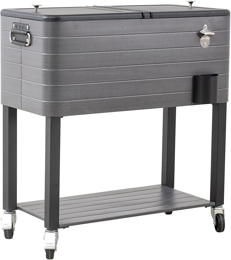 Sunjoy Sunjoy Cooler Gray Wood Grain Finish 80 Quart20 Gallon Capacity - Image 1
