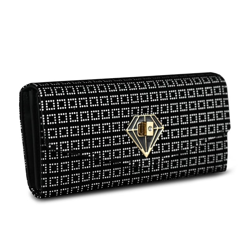 ALSU Women's Wallet Clutch Purse | 4 card pocket| twist lock closure| phone pocket - Image 1