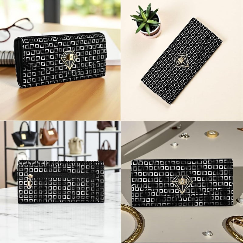 ALSU Women's Wallet Clutch Purse | 4 card pocket| twist lock closure| phone pocket - Image 2