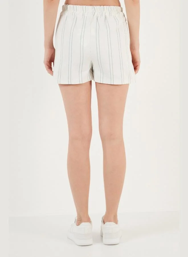 Lela  Lela Striped Belted Pocketed Slim Fit Shorts Women's Shorts 5865261 for Women | Best Price UAE