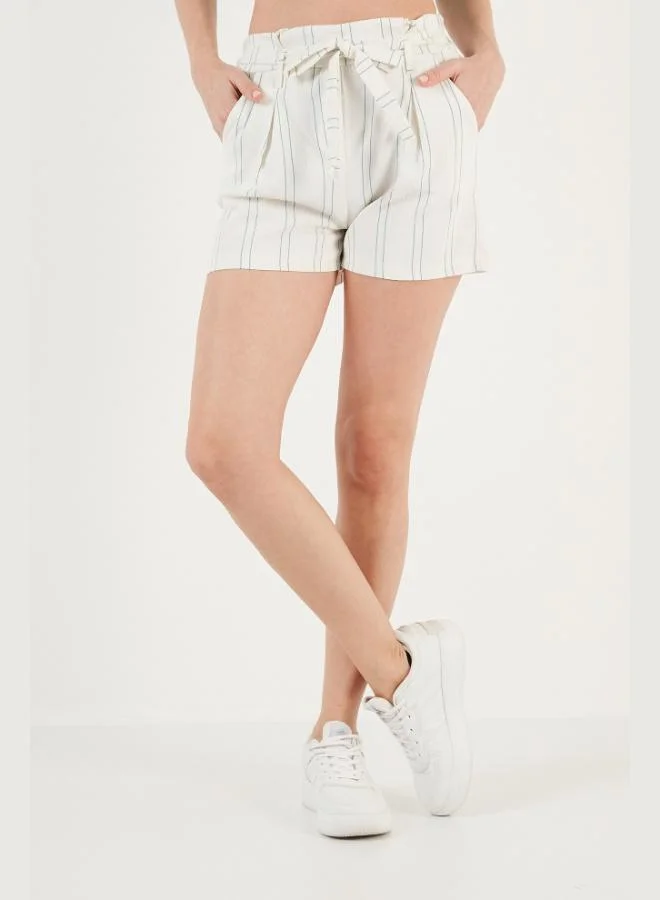 Lela  Lela Striped Belted Pocketed Slim Fit Shorts Women's Shorts 5865261 for Women | Best Price UAE