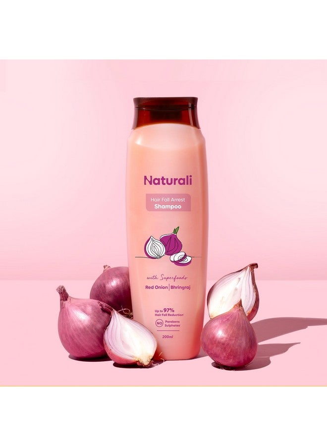 طبيعي شامبو Naturali Hairfall Arrest مع البصل الأحمر وBhringraj | يتحكم في تساقط الشعر | شامبو خالٍ من البارابين والكبريتات | شامبو تساقط الشعر للرجال والنساء | 200 مل - Image 2