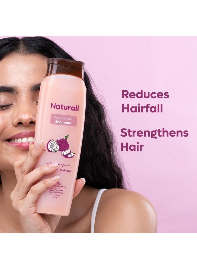 طبيعي شامبو Naturali Hairfall Arrest مع البصل الأحمر وBhringraj | يتحكم في تساقط الشعر | شامبو خالٍ من البارابين والكبريتات | شامبو تساقط الشعر للرجال والنساء | 200 مل - Image 3