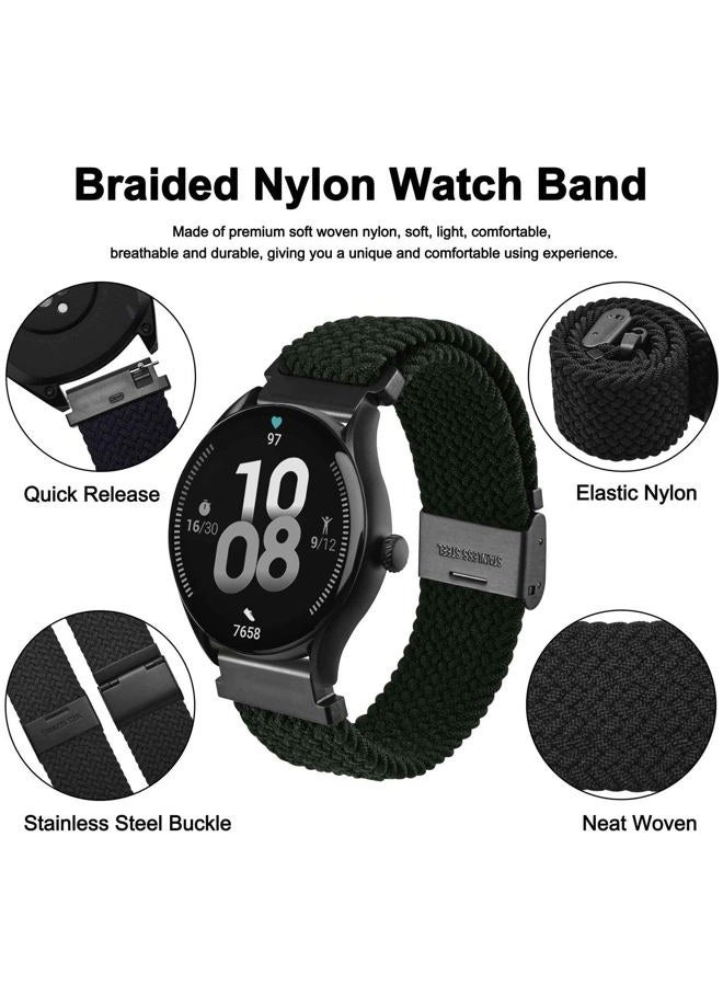 WOCCI 19mm Braided Nylon Watch Band for Men and Women, Quick Release, Black Stainless Steel Buckle (Black)  - Image 3