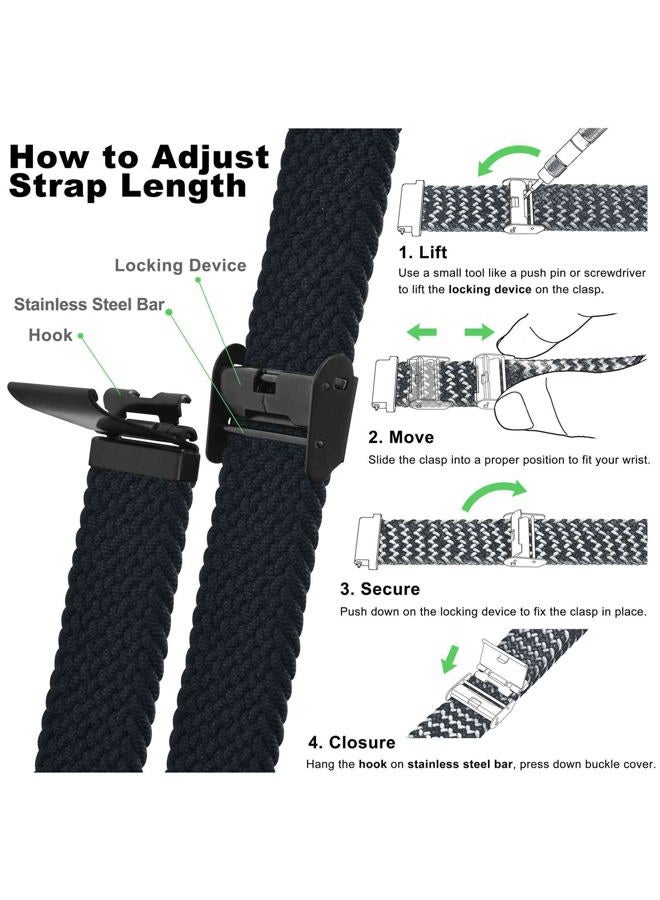 WOCCI 19mm Braided Nylon Watch Band for Men and Women, Quick Release, Black Stainless Steel Buckle (Black)  - Image 5