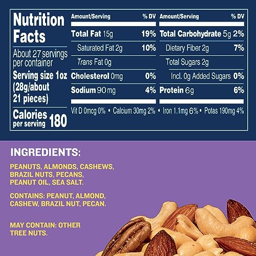 PLANTERS Mixed Nuts Salted 27 oz Resealable Jar Salted Nuts with Less than 50 Peanuts Nuts are Measured by Weight Almonds Cashews Hazelnuts Pecans Kosher - Image 5