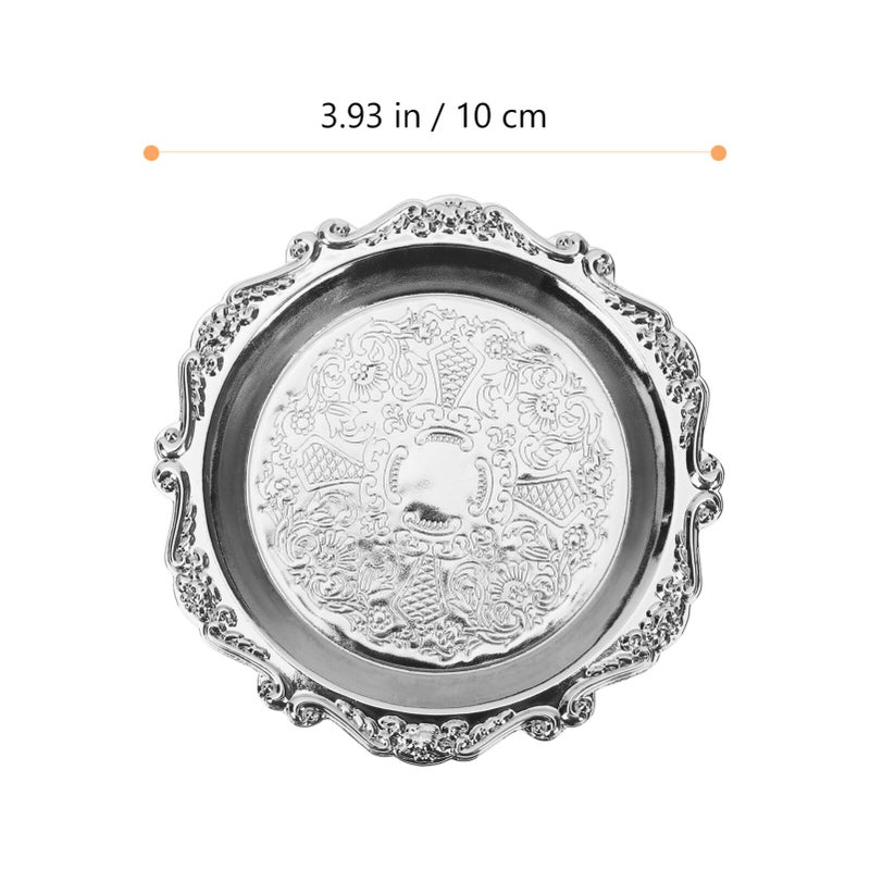 Alipis Antique Trinket Dish Flower Shaped Appetizer Plate Metal Serving Platter, Food Tray Ring Holder for Snacks Candy,6Pcs Silver - Image 3