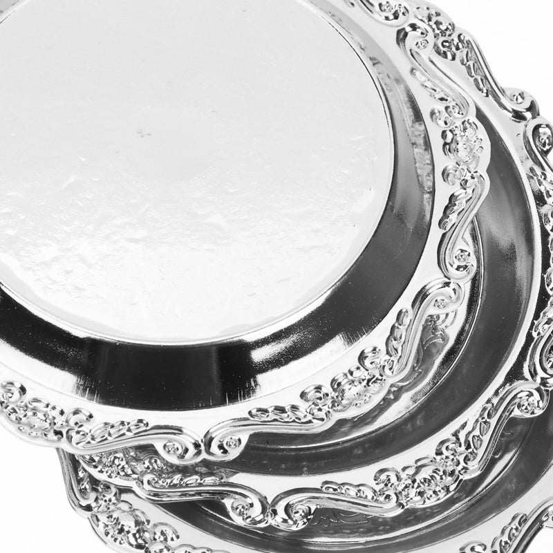 Alipis Antique Trinket Dish Flower Shaped Appetizer Plate Metal Serving Platter, Food Tray Ring Holder for Snacks Candy,6Pcs Silver - Image 5