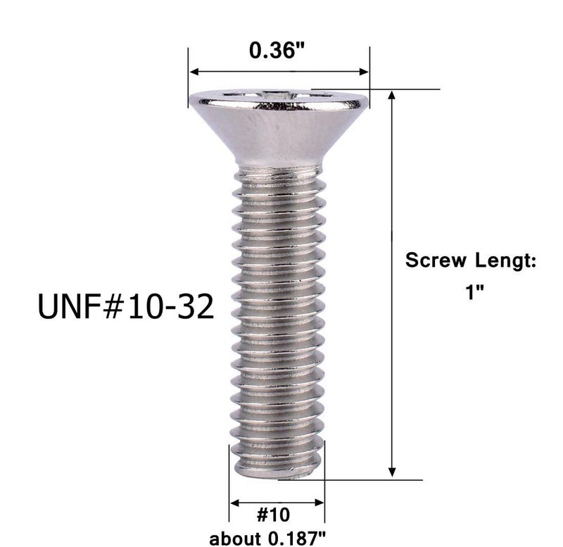 VAMUOEFL #10-32 x 1 Phillips Flat Head Machine Screws, Stainless Steel 304 (18-8), UNF Thread, Countersunk Head Machine Screws, 40Pcs - Image 2