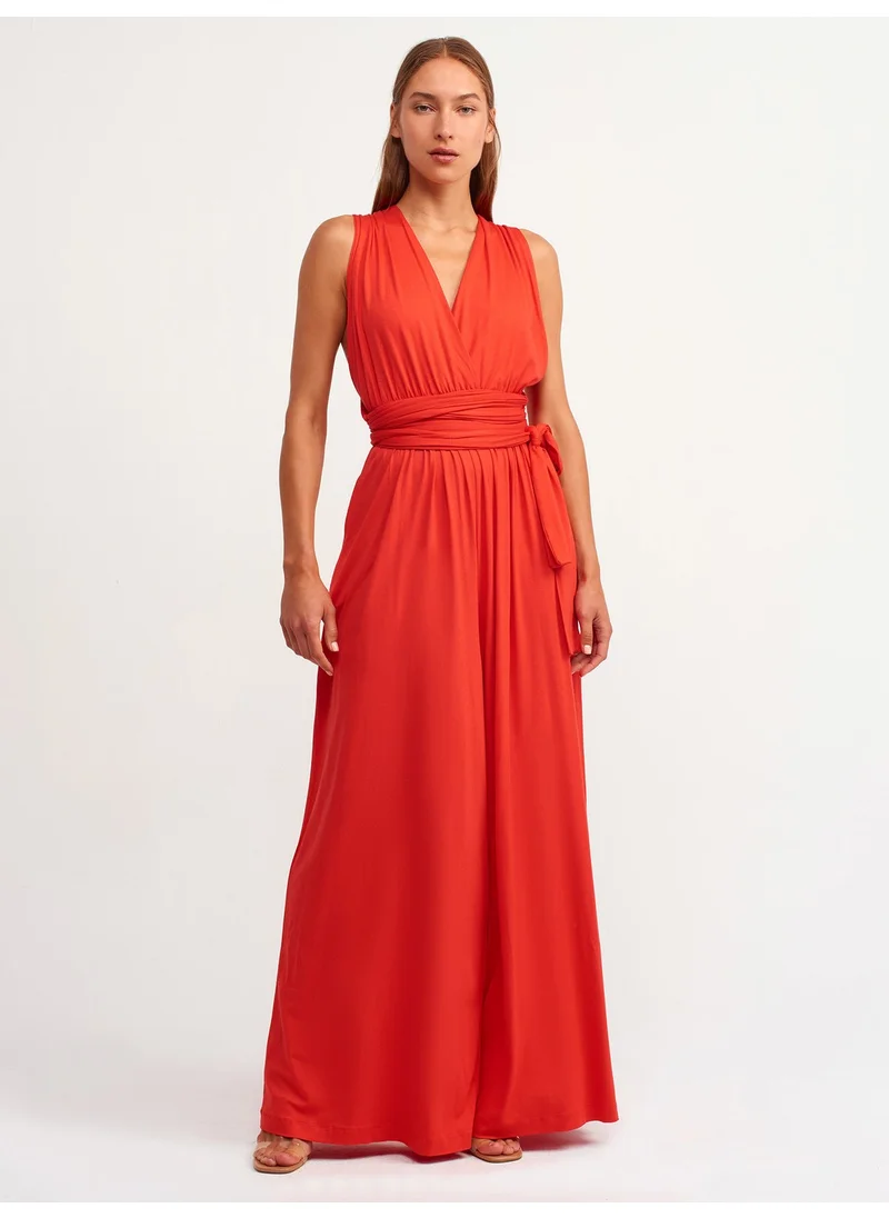 ديلفين 7956 Halter Jumpsuit-Red