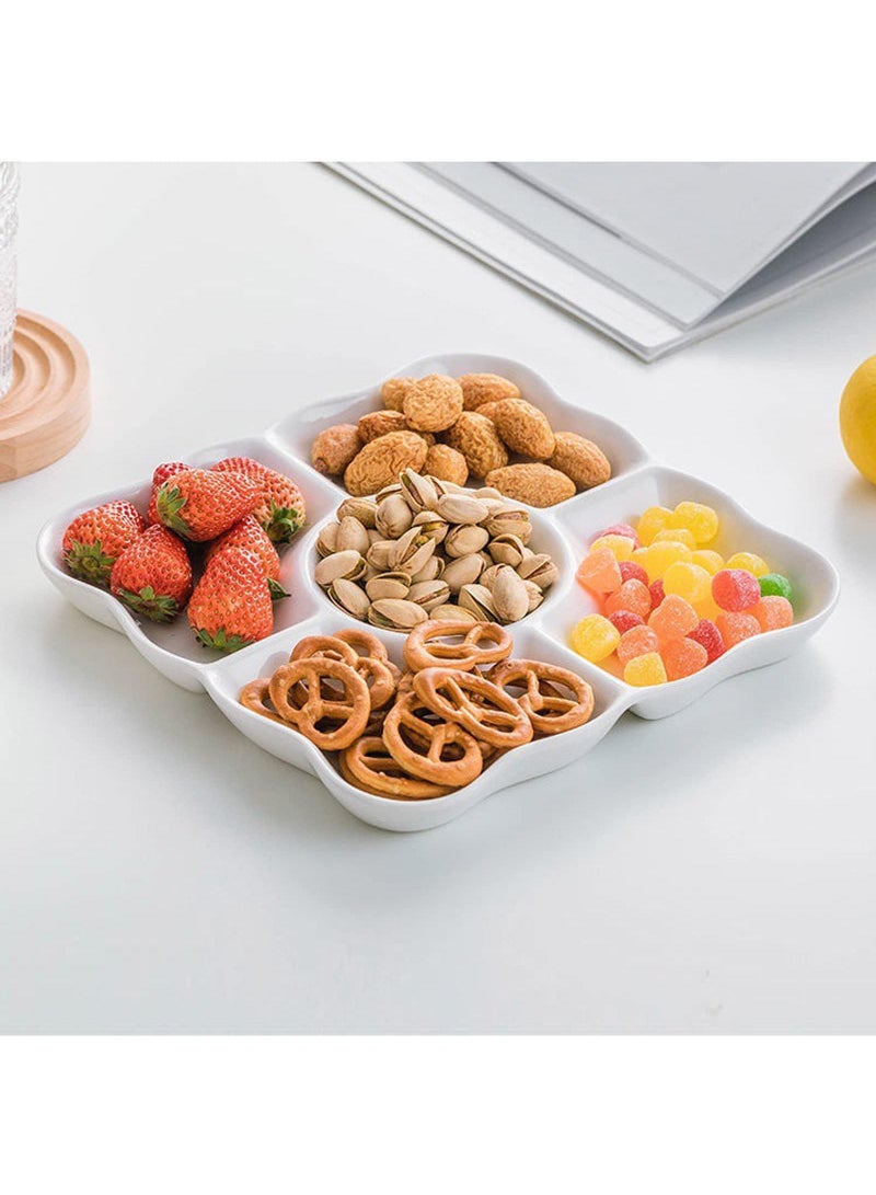 Sweet seven طقم صينية تقديم مقسمة من البلاستيك الأبيض 3 قطع - مثالي للمقبلات، الحلوى، الوجبات الخفيفة، السلطة، الحلويات، والمكسرات - مثالي للزفاف، الحفلات - Image 4