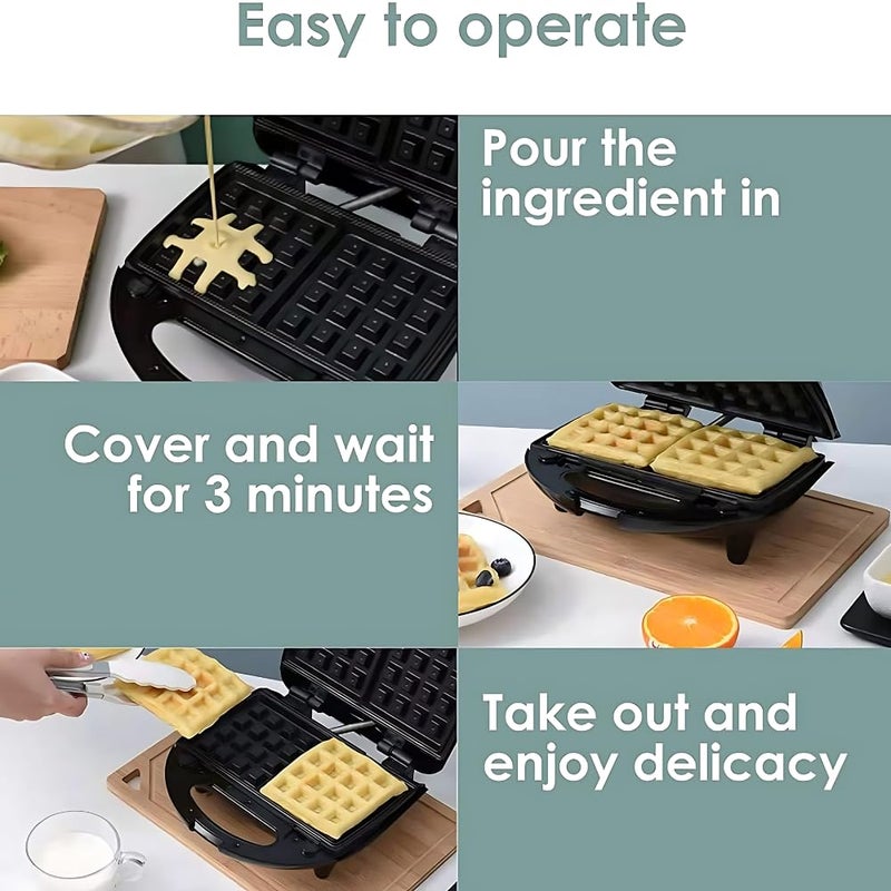 Delavala Belgian Mini Waffle Maker with Shade Control Makes 2 at Once CoolTouch Handle ReadytoCook Indicator Overheat Safety Protection NonStick Plates - Image 3