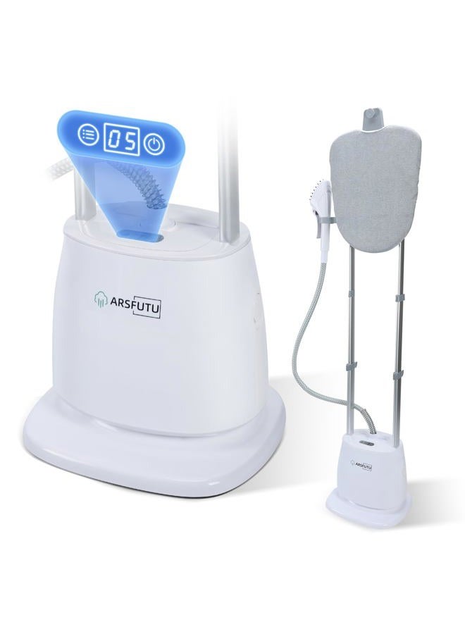 ARSFUTU Steamer for Clothes Standing 1500W Garment Steamer 30s Fast Heat-up with LCD Display, Adjustable Ironing Board, Telescopic Double Rod, Fabric Brush - Image 1