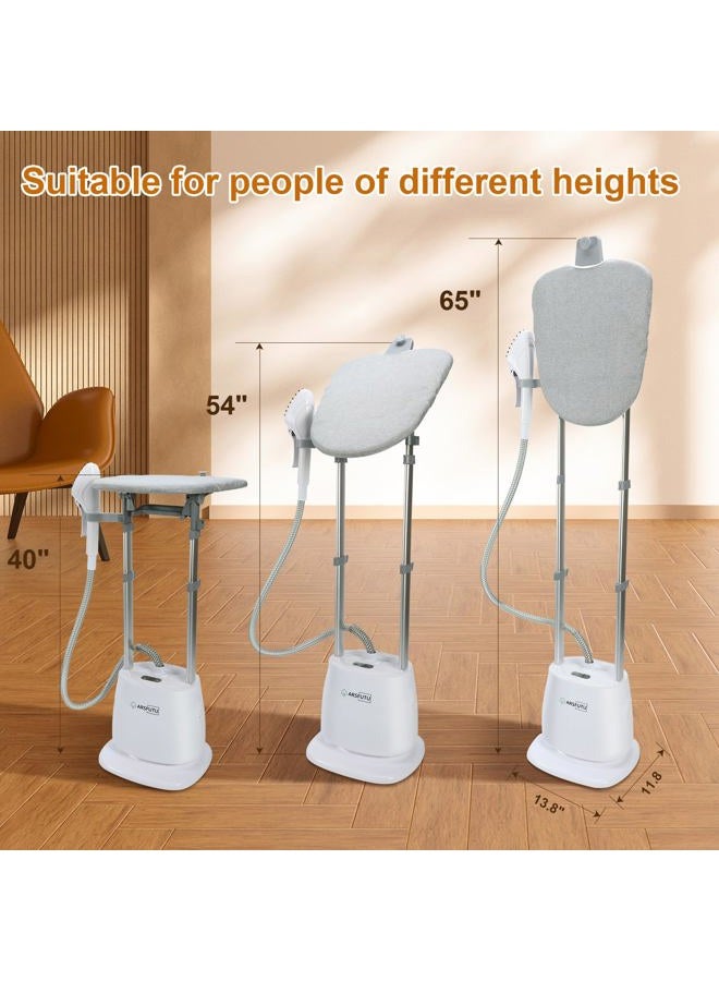 ARSFUTU Steamer for Clothes Standing 1500W Garment Steamer 30s Fast Heat-up with LCD Display, Adjustable Ironing Board, Telescopic Double Rod, Fabric Brush - Image 5