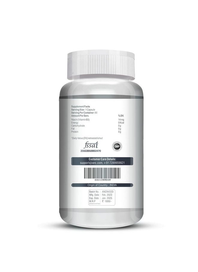 ANC Niacin Vitamin B3 For Vascularity & Increase Cellular Energy 90 Veg Capsules  - Image 3