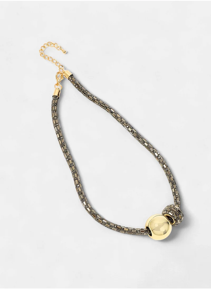 SOHI The Mirror Stones Studded Minimal Collar Necklace