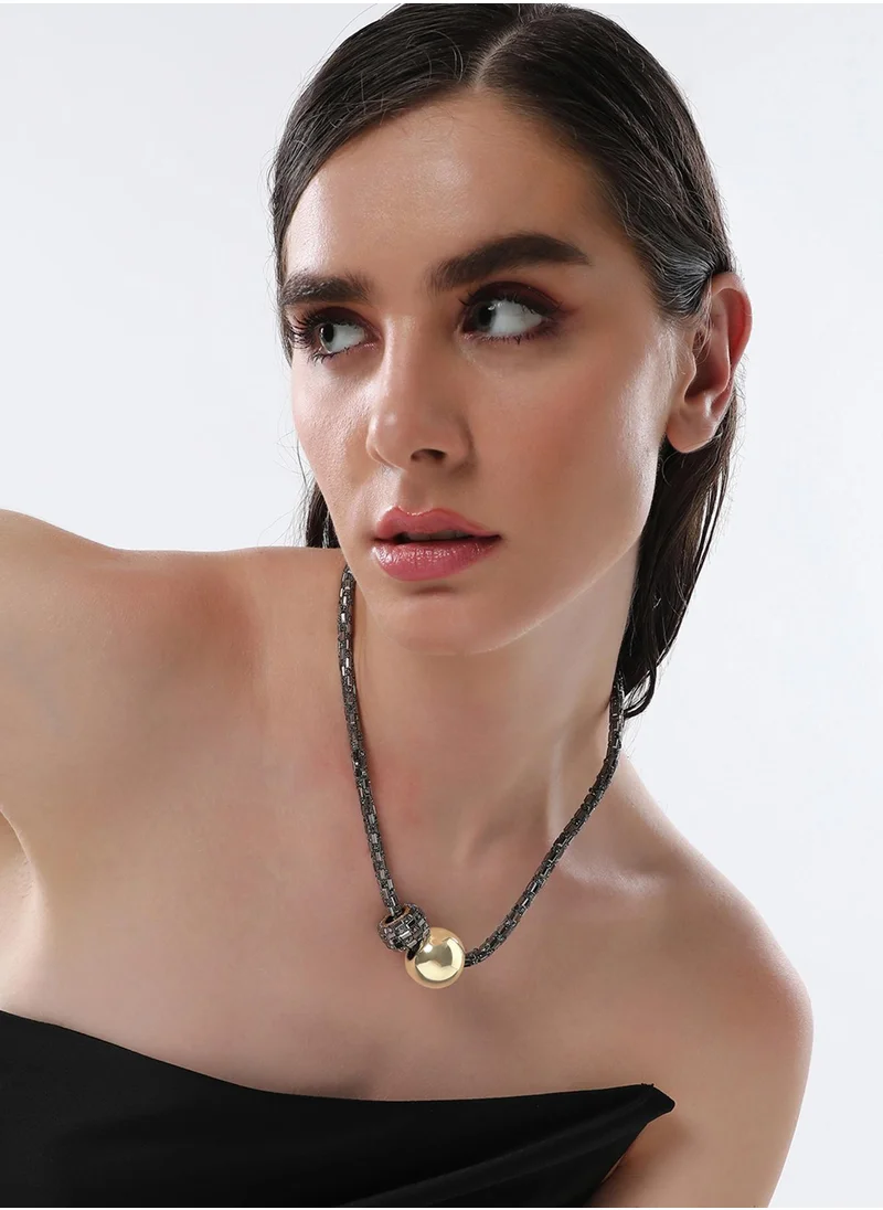 SOHI The Mirror Stones Studded Minimal Collar Necklace