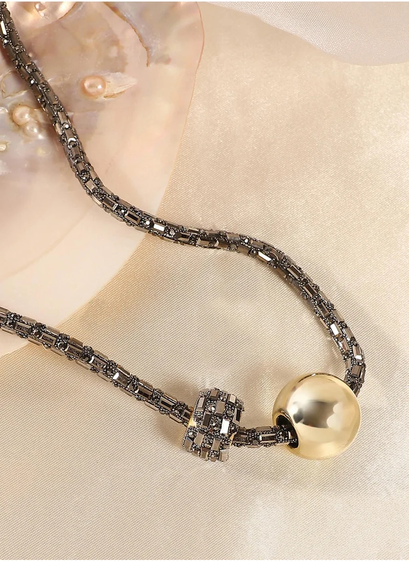 SOHI The Mirror Stones Studded Minimal Collar Necklace