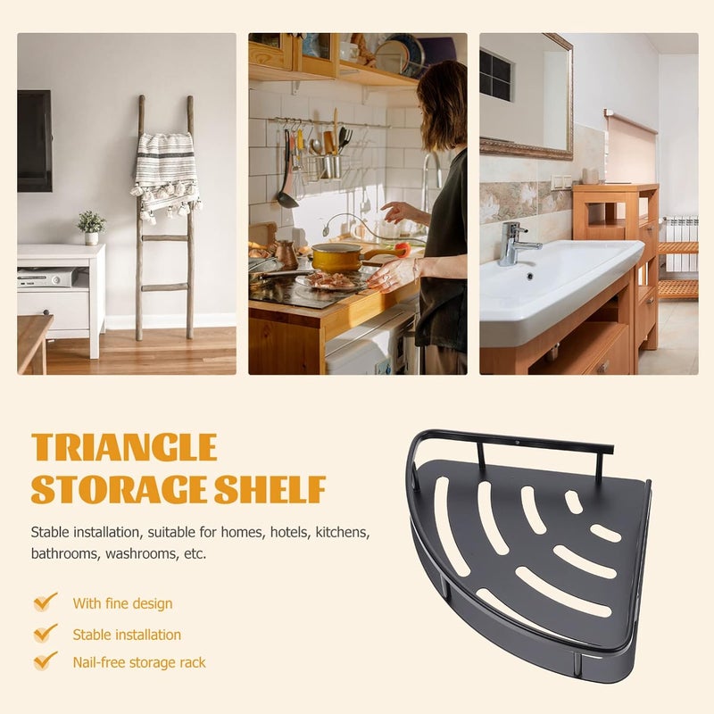 2pcs Craft Sundries Shelf Drilling Shelves Holder Adhesive Toilet No Bathroom Stand Home Soap Sundry Corner Kitchen Rack Duty Metal Room Aluminum with Heavy Caddy Shower Caddy Basket - Image 2