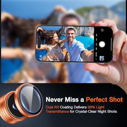 LK 2 Pack for iPhone 17 Pro/17 Pro Max Camera Lens Protector [Top 9H+ Military Grade Shatterproof] One-Click Installation, Ultra-Tough HD, Individual Lens Protectors Scratch-resistant, Cosmic Orange - Image 4