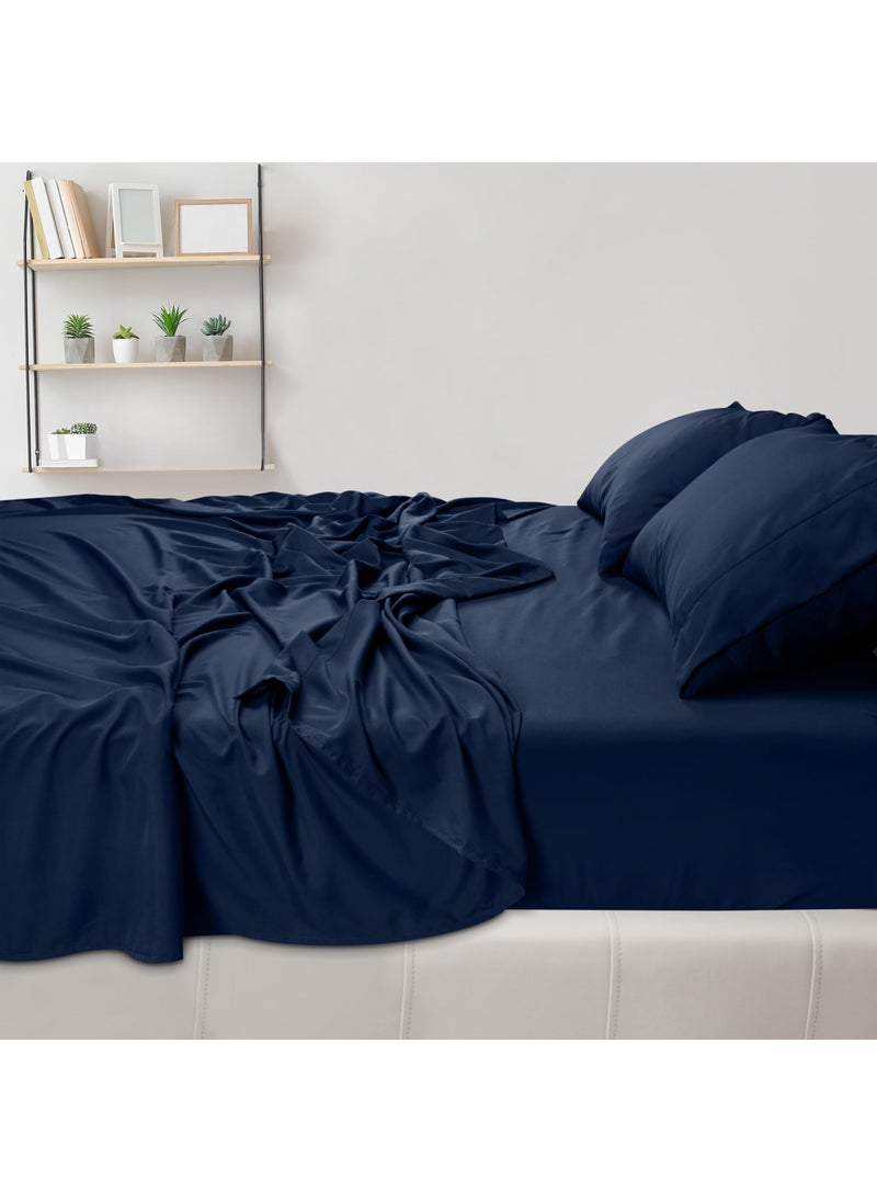 Utopia Bedding Utopia Bedding Queen Sheet Set - Brushed Microfiber - Soft Bed Sheets for Queen Size Bed Set - Luxury Bedding Sheets with Fitted Sheet  Flat Sheet & 2 Pillow Cases - Deep Pocket (Navy)  - Image 4