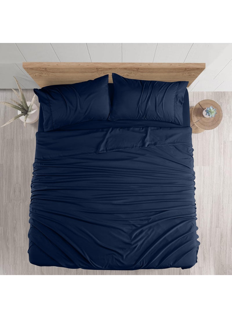Utopia Bedding Utopia Bedding Queen Sheet Set - Brushed Microfiber - Soft Bed Sheets for Queen Size Bed Set - Luxury Bedding Sheets with Fitted Sheet  Flat Sheet & 2 Pillow Cases - Deep Pocket (Navy)  - Image 3