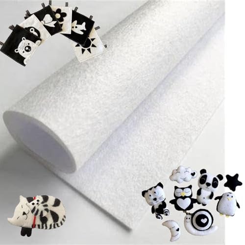 CANVASS® 20 pcs Non Woven Felt Fabric 1mm Thickness Polyester Cloth Felts DIY Bundle for Sewing Dolls Crafts20x30 cm A4 (White), Solid - Image 1