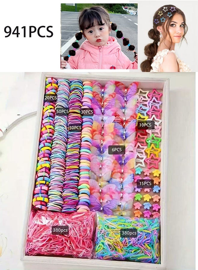 جيوستوس مجموعة مشابك شعر مكونة من 941 قطعة، إكسسوارات شعر بسيطة ومبتكرة للفتيات، مجموعة أربطة رأس مرنة - Image 2