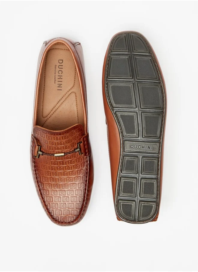 DUCHINI Men Textured Slip-On Moccasins