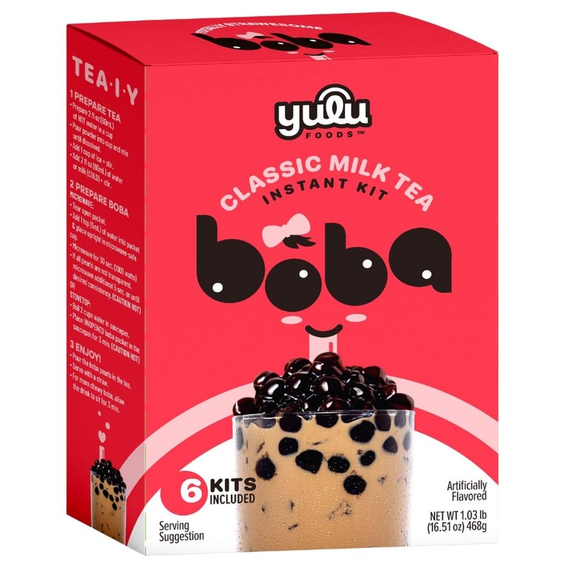 YULU FOODS Instant Bubble Pearls for Classic Milk Tea with Brown Sugar Flavor - 6 Servings - Image 1