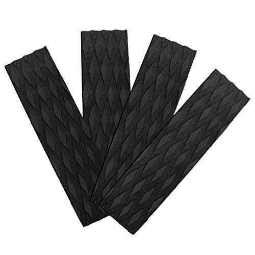 Seafard 4 Pieces Surfboard Traction Pads EVA Surfing Skimboard Deck Traction Pads Anti-Slip Front Tail Pad fit for Kiteboard Surfboards,Skimboards,Longboards,Shortboards,Kayak,Fish Board Black - Image 1