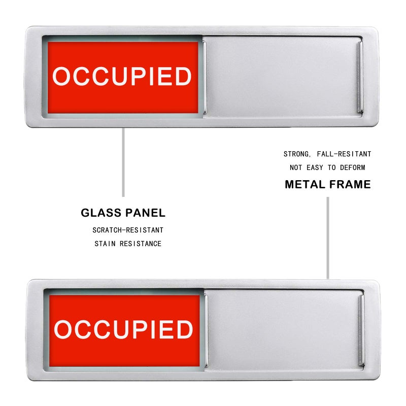 Blirik Vacant Occupied Sign, Privacy Sign for Home Office Restroom Conference Hotles Hospital, Privacy Slide Door Sign, (7'' x 2'' Silver) - Image 4