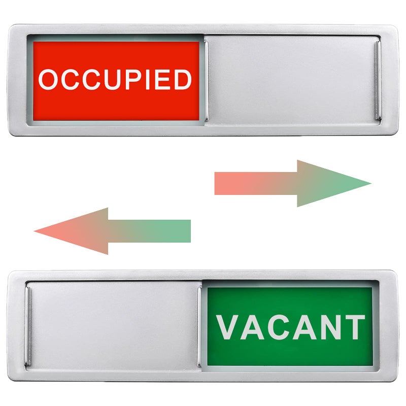 Blirik Vacant Occupied Sign, Privacy Sign for Home Office Restroom Conference Hotles Hospital, Privacy Slide Door Sign, (7'' x 2'' Silver) - Image 1