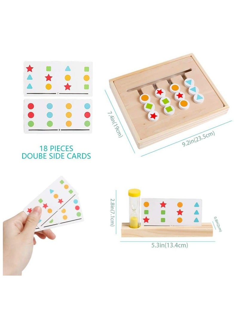 CMGTYYD - Montessori Learning Toys, 2 Sided Sliding Preschool Logic Game for Sorting Colors and Shapes, Wooden Puzzle Board Brain Teasers Slide Game, Fun and Educational Learning Gift Toys for Kids - Image 1