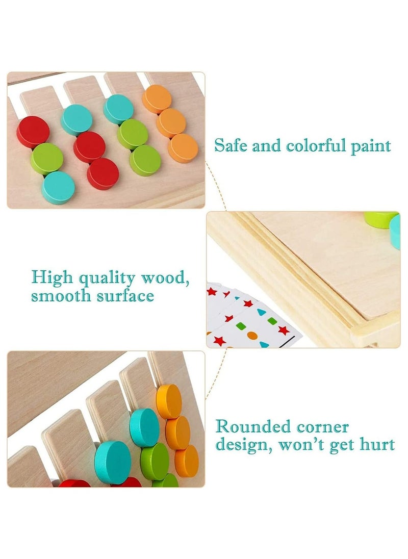 CMGTYYD - Montessori Learning Toys, 2 Sided Sliding Preschool Logic Game for Sorting Colors and Shapes, Wooden Puzzle Board Brain Teasers Slide Game, Fun and Educational Learning Gift Toys for Kids - Image 1