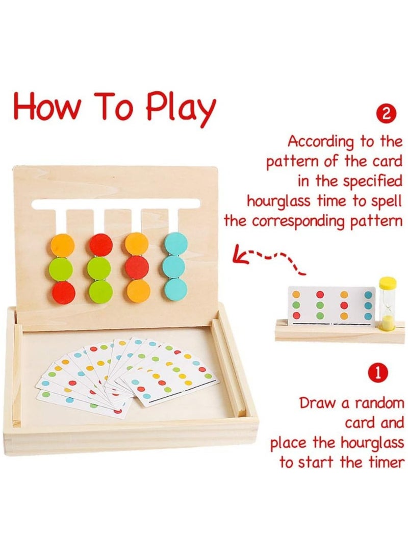 CMGTYYD - Montessori Learning Toys, 2 Sided Sliding Preschool Logic Game for Sorting Colors and Shapes, Wooden Puzzle Board Brain Teasers Slide Game, Fun and Educational Learning Gift Toys for Kids - Image 1