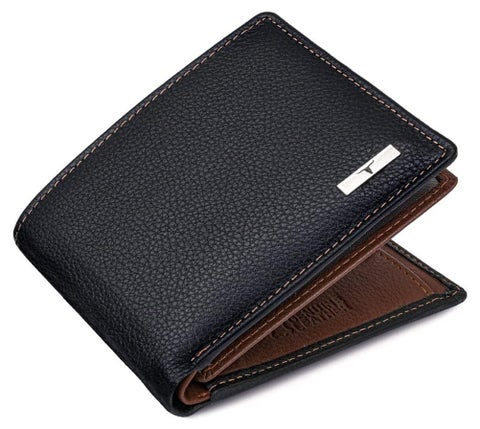URBAN FOREST Kyle Black/Redwood Leather Wallet for Men, 6 Card Slot