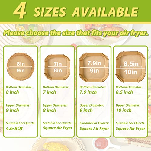 ZOWVAAM Air Fryer Disposable Paper Liners Square 10 Inch, 150PCS Large Air Fryer Parchment Paper Liners, Non-stick Baking Paper Oil Resistant, Waterproof for Baking Roasting Microwave - Image 5