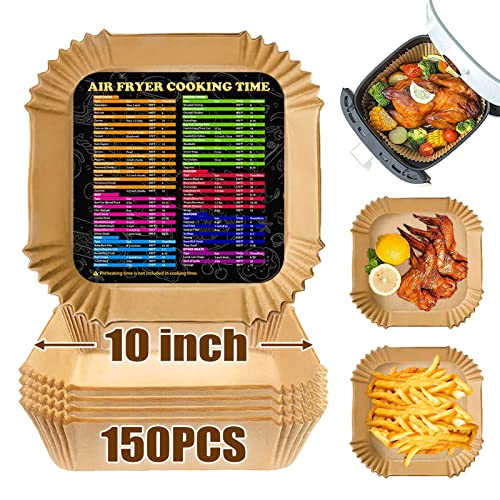 ZOWVAAM Air Fryer Disposable Paper Liners Square 10 Inch, 150PCS Large Air Fryer Parchment Paper Liners, Non-stick Baking Paper Oil Resistant, Waterproof for Baking Roasting Microwave - Image 1