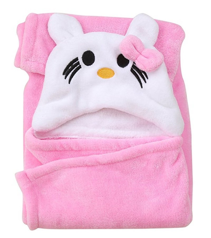 Brandonn BRANDONN Newborn Combo of Furry Glacier Hooded Smily Baby Blanket and Premium Glacier Hooded Baby Wrapper(Pack of 2, Pink n White-Red) - Image 3