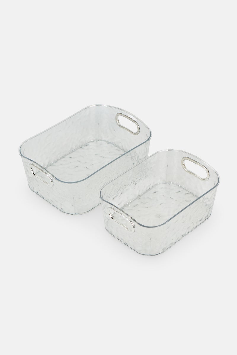 Trio Acrylic 2 Pieces Organizing Bins, Transparent - Image 1