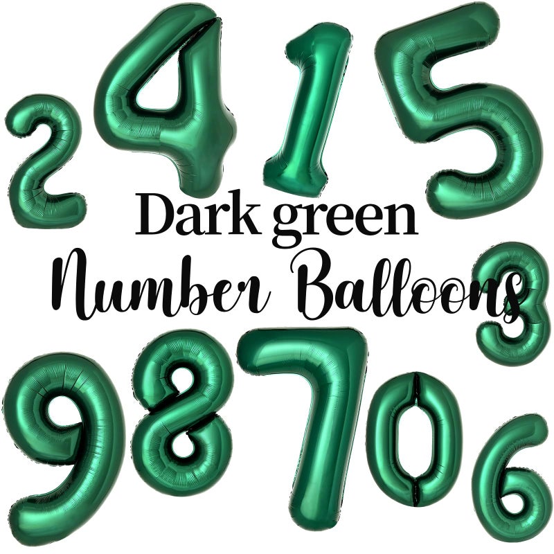 cocodino Dark Green Number 2 Balloons Large Emerald Green Number Balloons 40 Inch Jungle Safari Birthday Party Supplies Graduation Decorations Forest Green 2 Balloon - Image 3