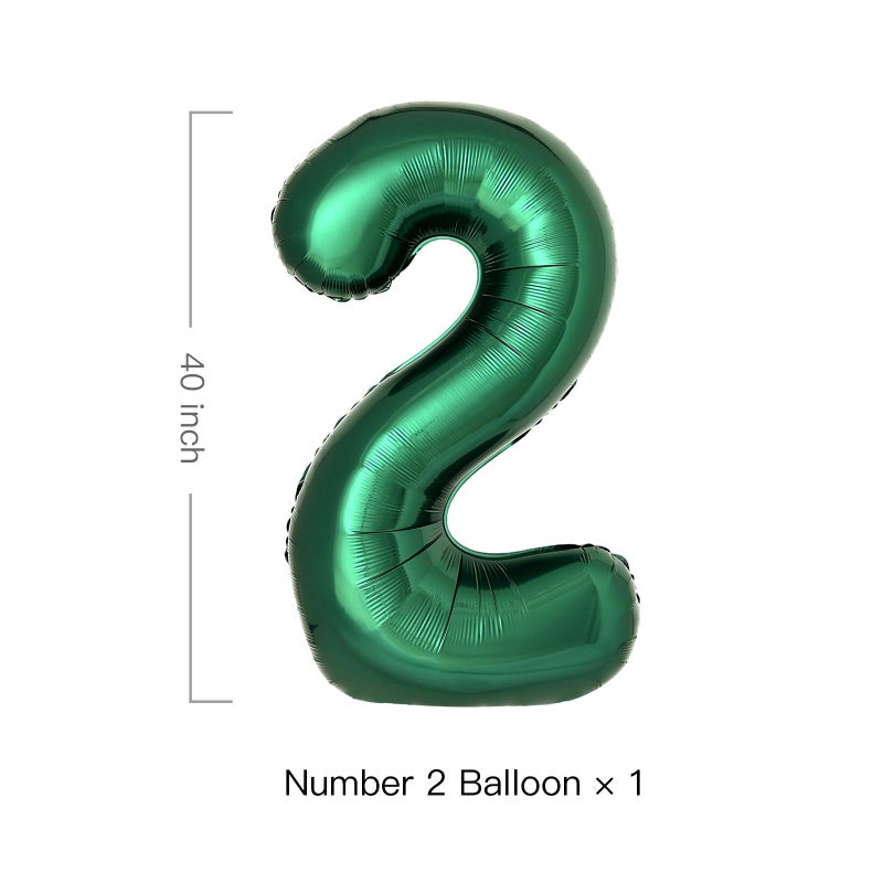 cocodino Dark Green Number 2 Balloons Large Emerald Green Number Balloons 40 Inch Jungle Safari Birthday Party Supplies Graduation Decorations Forest Green 2 Balloon - Image 2