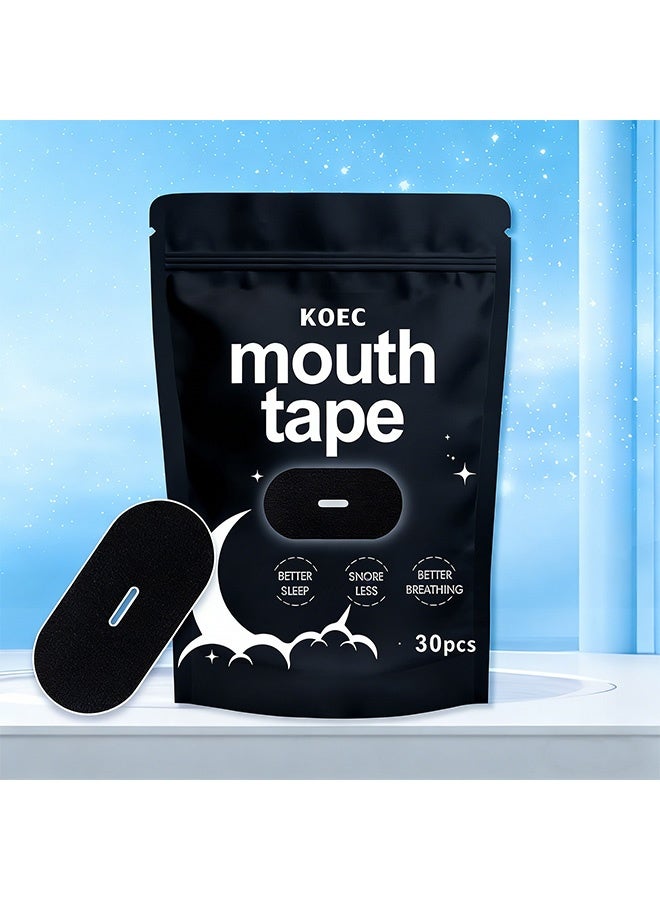 KOEC Mouth Tape for Sleeping - Anti Snoring Strips for Better Sleep - Comfortable & Hypoallergenic - Promote Nasal Breathing (Black, 30) - Image 2