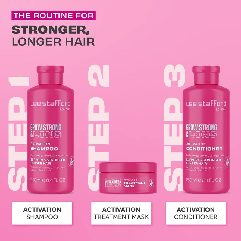 Lee Stafford Grow Strong & Long Kit | Activation Hair Regrowth Bundle Set - Anti Hair Loss Shampoo, Conditioner, & Deep Conditioning Treament Mask - Image 2