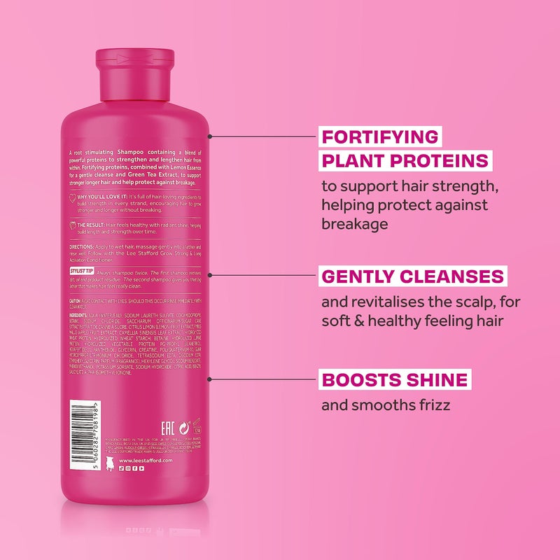 Lee Stafford Grow Strong & Long Kit | Activation Hair Regrowth Bundle Set - Anti Hair Loss Shampoo, Conditioner, & Deep Conditioning Treament Mask - Image 3