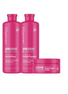 Lee Stafford Lee Stafford Grow Strong & Long Kit | Activation Hair Regrowth Bundle Set - Anti Hair Loss Shampoo, Conditioner, & Deep Conditioning Treament Mask  - Image 1