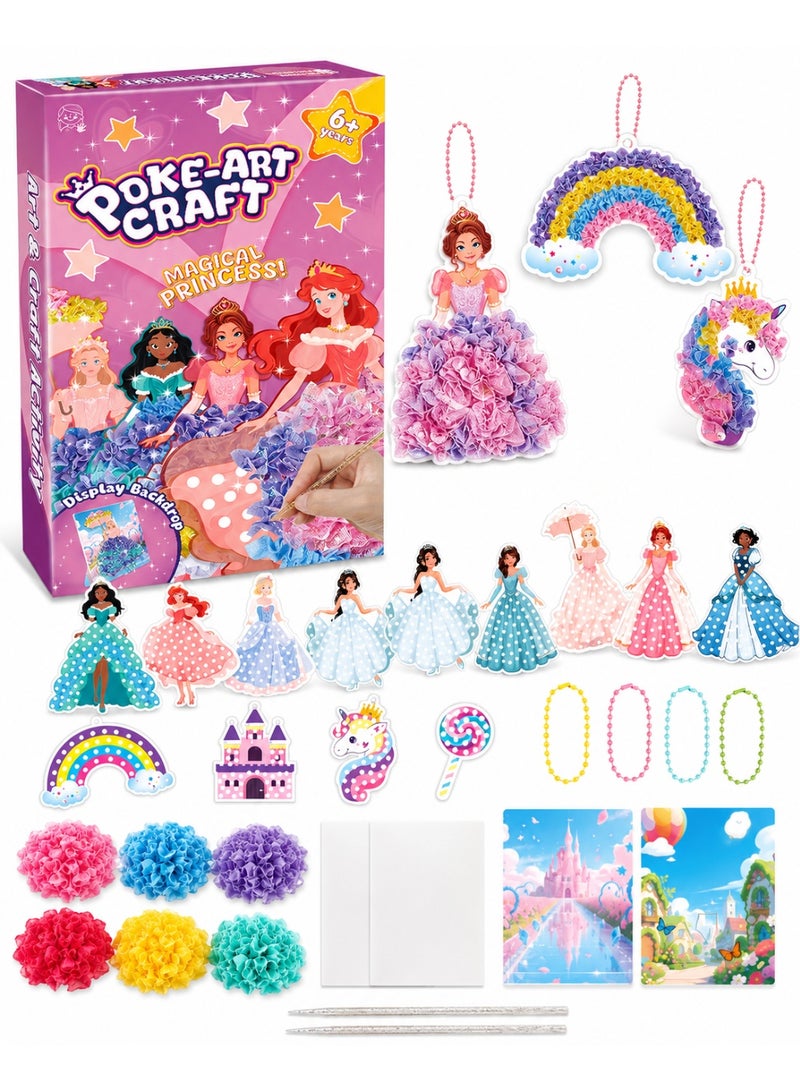 Capstro DIY Poke Art & Craft Kit – Princess Theme | 800+ Colorful Fabric Pieces, 8 Princess Figures, Castle & Unicorn Decorations | Handmade DIY 3D Foam Craft for Kids Age 3–8 | Creative Art Gift for Girls - Image 1